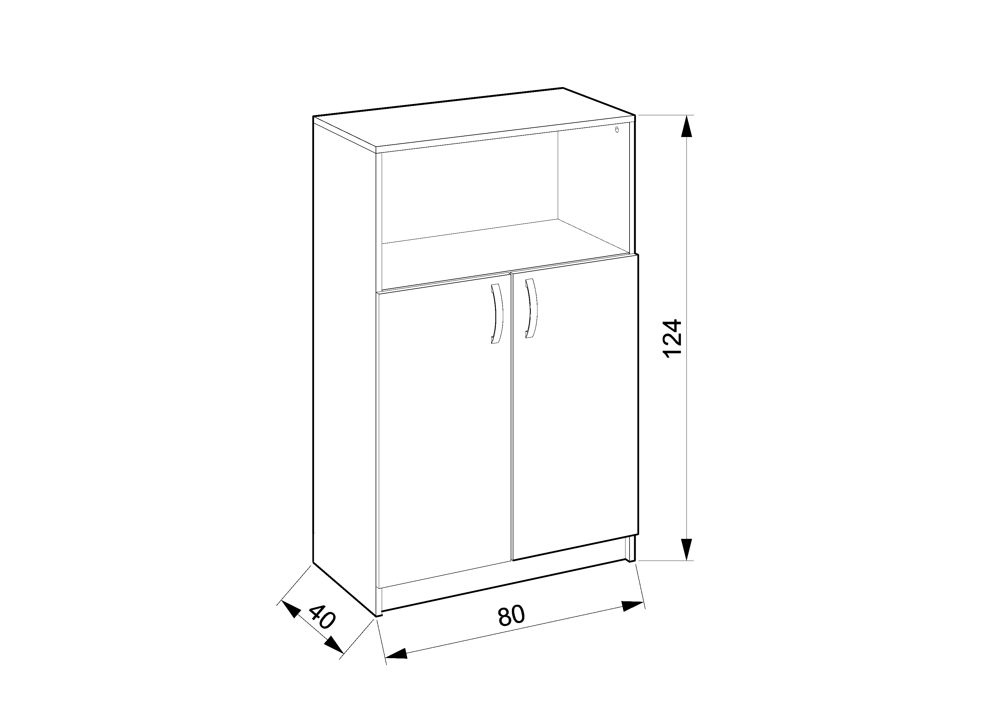 Офис Библиотека - 1 рафт, 2 врати - 80 х 40 х 124 см - Image 4