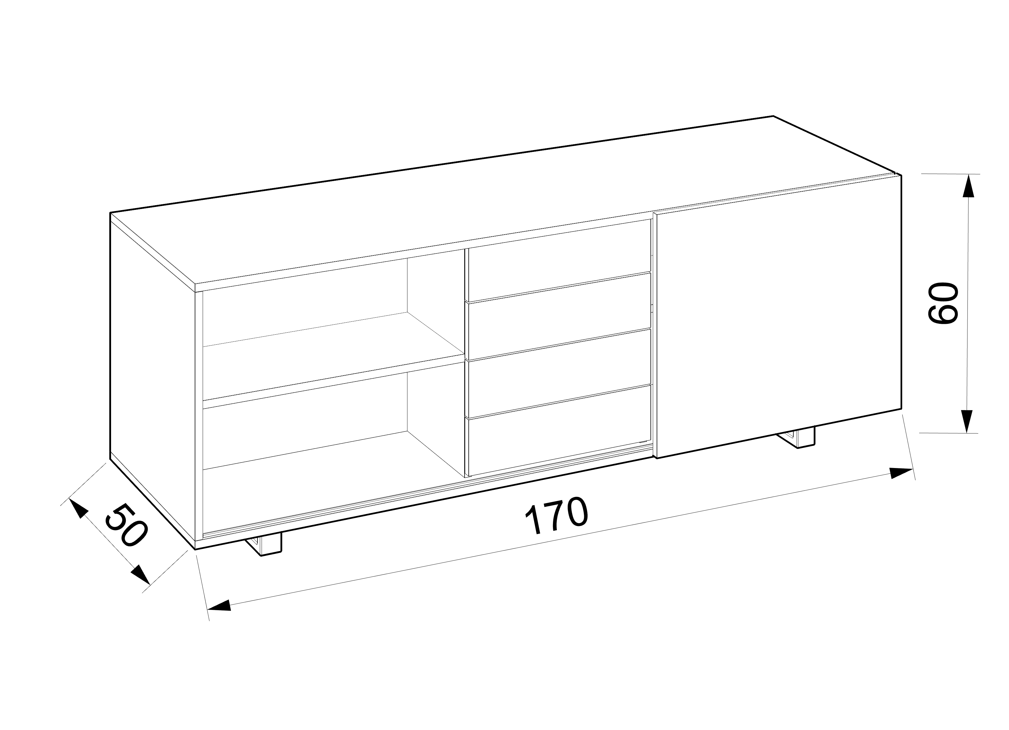 Шкаф Класик помощен - 170 х 50 х 60 см - Image 5