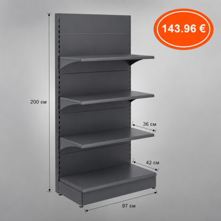 Стелаж R4 - 97 х 42*36*36*36 х 200 см - цвят СИВ АНТРАЦИТ