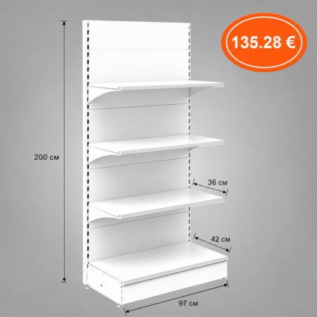 Стелаж R4 - 97 х 42*36*36*36 х 200 см - цвят БЯЛО