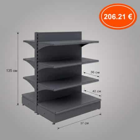 Стелаж  двустр. R8 - 97 х 2х(42*36*36*36) x 135 см - цвят СИВ АНТРАЦИТ