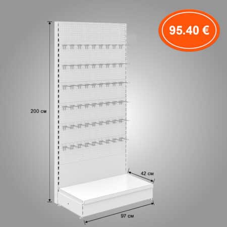 Стелаж перфо панел R1 - 97 х 42 х 200 см - цвят БЯЛО